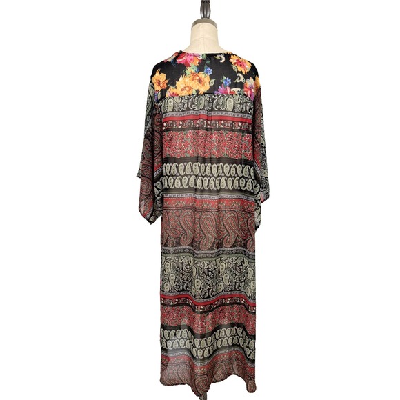 Umgee Kimono Duster Floral Boho Jacket S/M Mixed Paisley Patchwork Boho Festival - Picture 5 of 9